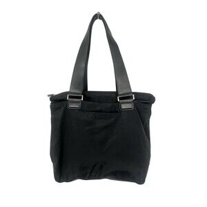 TUMI Black Nylon Tote Bag Leather Trim Corners Medium Travel Shoulder